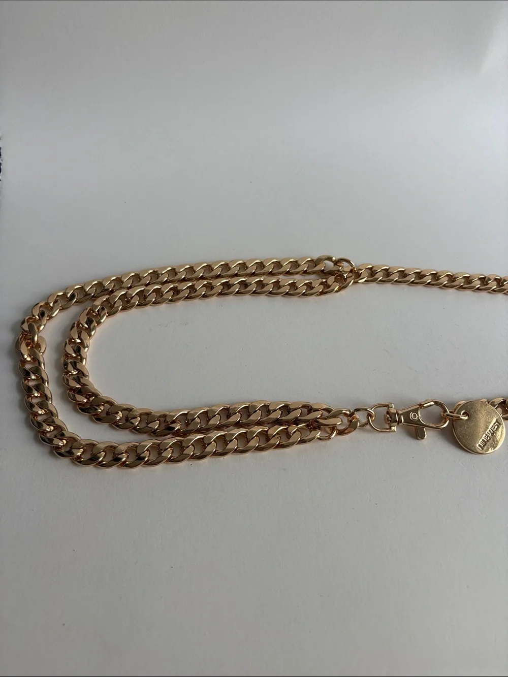 Nine West Gold Tone Chain Belt with Disc Pendant